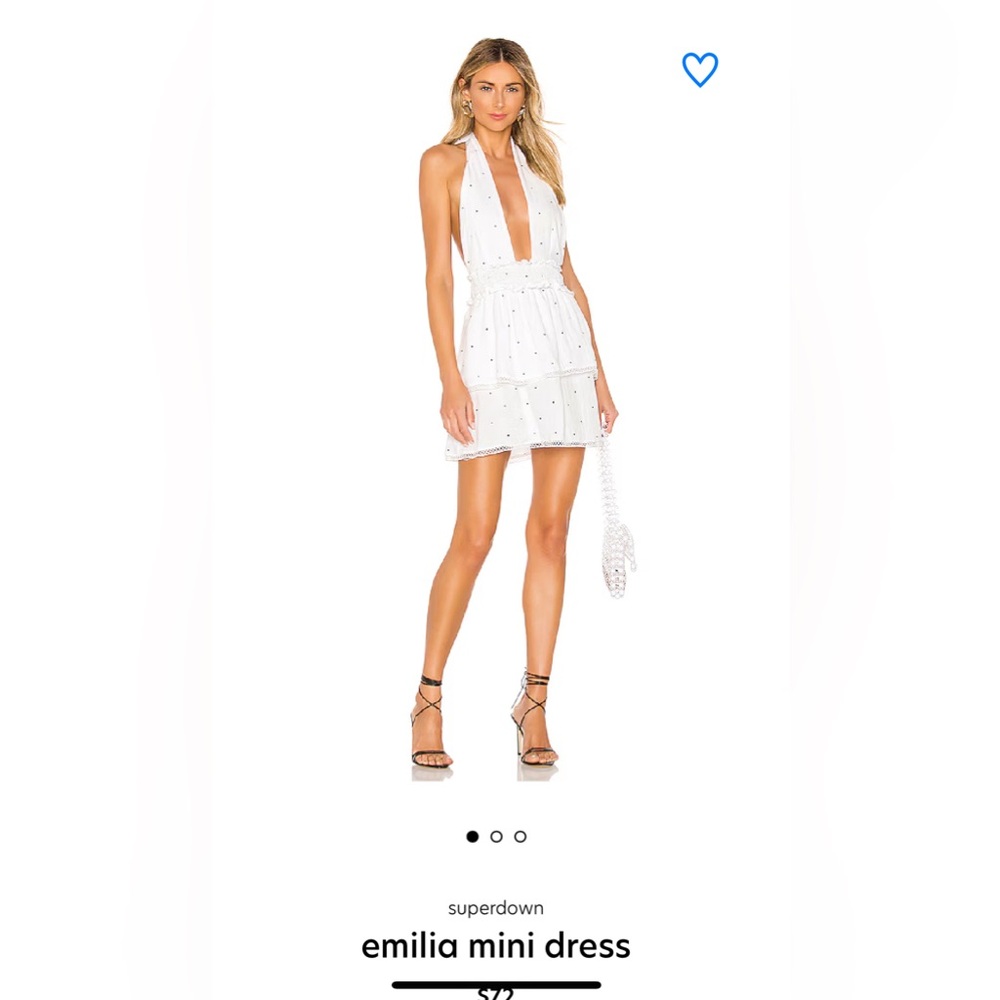 Superdown Ivory and Black Dot Dress